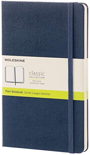 Moleskine - Klassisches Blanko Notizbuch - Hardcover mit Elastischem Verschlussband - Farbe Saphirblau - Größe A5 13 x 21 cm - 208 Seiten