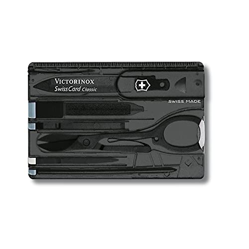 Victorinox, Taschenwerkzeug, Swiss Card Classic, schwarz transparent (10, Funktionen, Spitzklinge, Schere, Nagelfeile, Pinzette)
